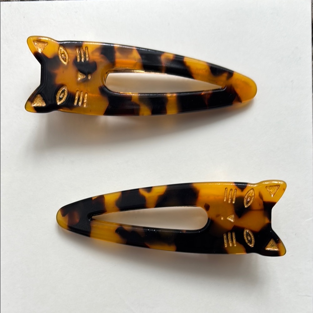 Cat-Shaped Tortoiseshell Hair Clips